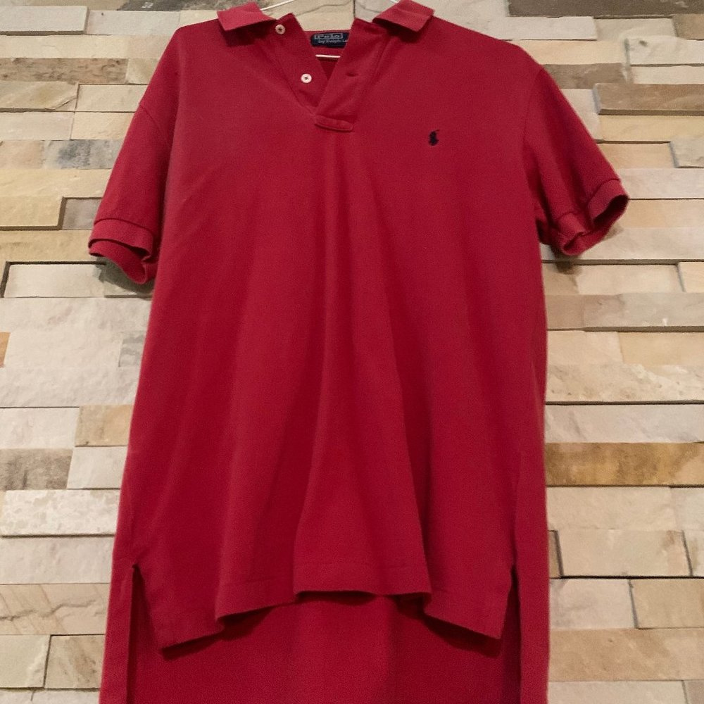 Polo by Ralph Lauren Red Performance Fit Polo with Navy Logo, SZ Small